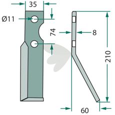 Rotary knife Simon, height 210mm