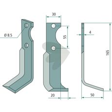 Rotavator Knife 4x8, 5x30