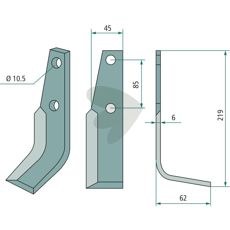 Rotavator Knife MAB/Bocchini c-c 85mm