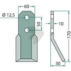 Rotary knife Pegoraro, height 170mm