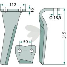 Rotor Harrow Tooth Sicma etc. 112X315mm hole 18.5mm