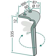 Rotary harrow tooth Maschio M36100159R, M36100160R