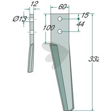 Rotary harrow tooth Maschio, Moreni, Kockerling, Falc