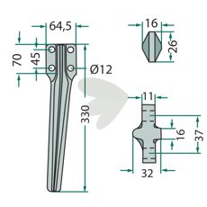Rotary harrow tooth Eberhardt, Frost, Cam