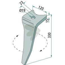 Rotor Harrow Tooth, Short Mount