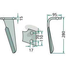Rotor Harrow Tooth Falc et al. 110X280mm hole 17mm