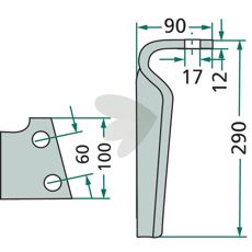 Rotor Harrow Tooth Feraboli et al. 100X290mm hole 17mm