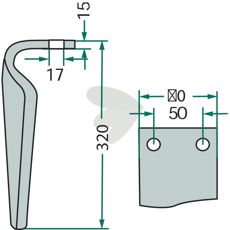 Rotor Harrow Tooth Muratori et al. 320mm hole 17mm