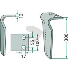 Rotor Harrow Tooth Frandent et al. 100X300mm hole 17mm
