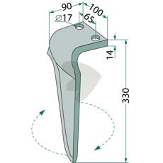 Rotor Harrow Tooth Frandent et al. 100X330mm hole 17mm