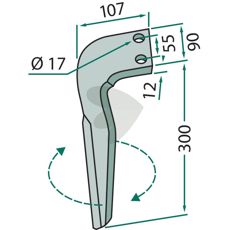 Rotor Harrow Tooth Frandent et al. 90X300mm hole 17mm