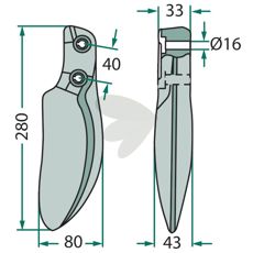 Tooth with hole for mounting