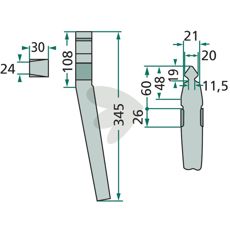 Rotary harrow tooth Befa 30X345mm 053800