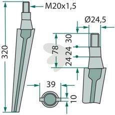 Rotary harrow tooth Morra, Quivogne