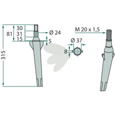Rotary harrow tooth Celli, Perugini, Rotorland
