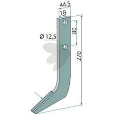 Tungsten Carbide Plated Tiller Tine 270x44.5x12.5