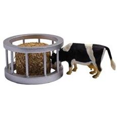 Feed rack with hay bale & cow 1:32