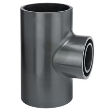 T-piece with Reducing Nipple, 3x Adhesive Sleeve, PVC-U