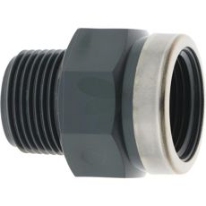 Sleeve with 1 x external and 1 x internal thread, PVC-U