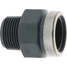 Sleeve with 1 x external and 1 x internal thread, PVC-U