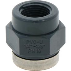 Sleeve with 2 x internal threads, PVC-U