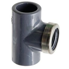T-piece with 2x adhesive sleeves and 1x internal thread, PVC-U