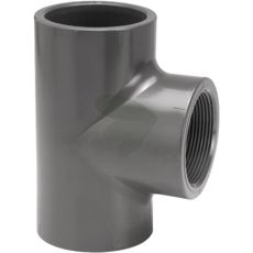 T-piece with 2x adhesive sleeve and 1x internal thread, PVC-U