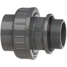 Screw coupling with O-ring, 1x adhesive sleeve and 1x thread, PVC-U