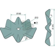 Cutter disc 345mm 180mm hole 31mm