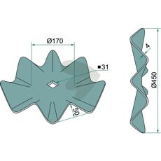Cutter disc Corrugated,  450 X 4 Mm