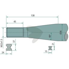 Bale spike bent, with conical nut Length 680mm M22X1.5