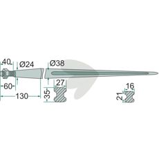 Bale spike conical nut M22X1.5 - 18687