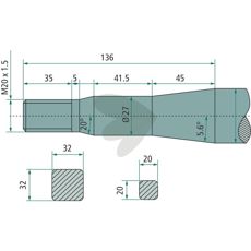 Bale spike with conical nut Stoll - JF M20 x 1.5 800mm
