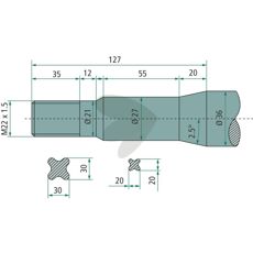 Ball spear with bushing and tapered nut length 810mm
