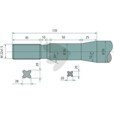 Ball spear tapered nut Faucheux, Agram M22X1.5
