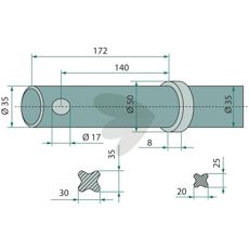 Ball spear Length 850mm Shape Straight 18815