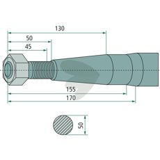 Bale Spear Conical Nut Redrock M28X1.5 - 18880