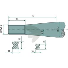 Bale Spear Conical Nut Baas / Trima M22X1.5 900mm