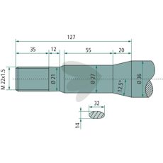 Bale Spear with Bushing and Conical Nut Length 900mm