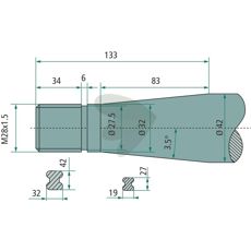 Bale Spear Conical Nut M28X1.5 900mm