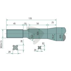 Bale Spear Straight, with Conical Nut M22X1.5 55763