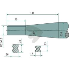 Bale Spear Conical Nut Baas / Trima M22X1.5 950mm