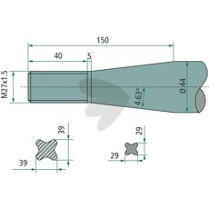 Bale spear tapered nut M27X1,5