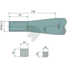 Bale spear blunt, with tapered nut