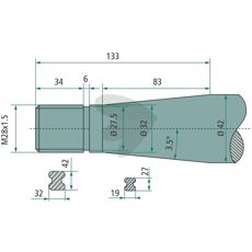 Bale spear tapered nut M28X1,5 1000mm