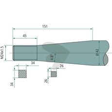 Bale spear tapered nut Parmiter, Shelbourne M24X1,5