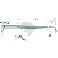 Bale spear Length 1100mm Shape Straight 55665