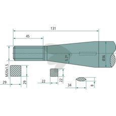 Bale spear tapered nut M20X1,5 1100mm