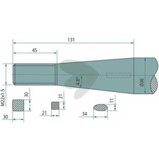 Bale spear tapered nut Baas / Trima M22X1,5 1100mm