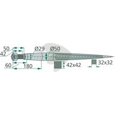 Bale spear with tapered nut 181141
